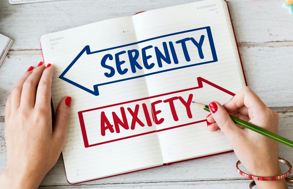 Sign showing Anxiety vs Serenity