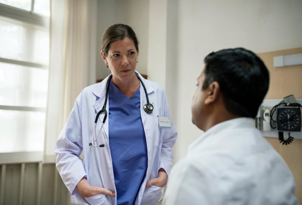 Patient communicating with his doctor