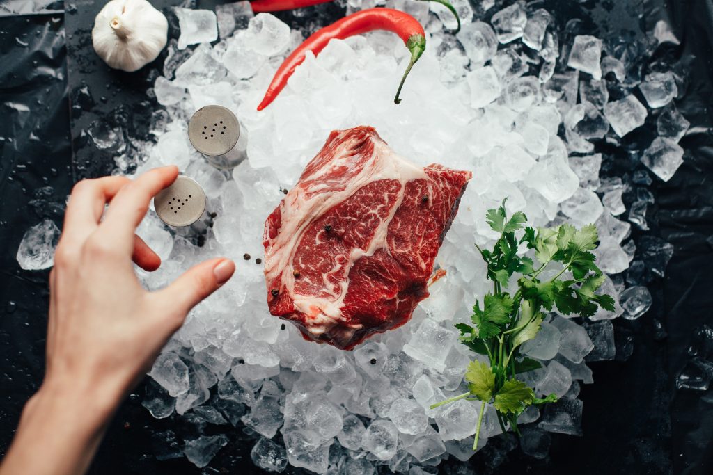 Raw Steak on Ice