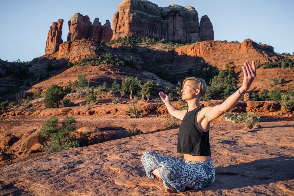 Woman practicing relaxation