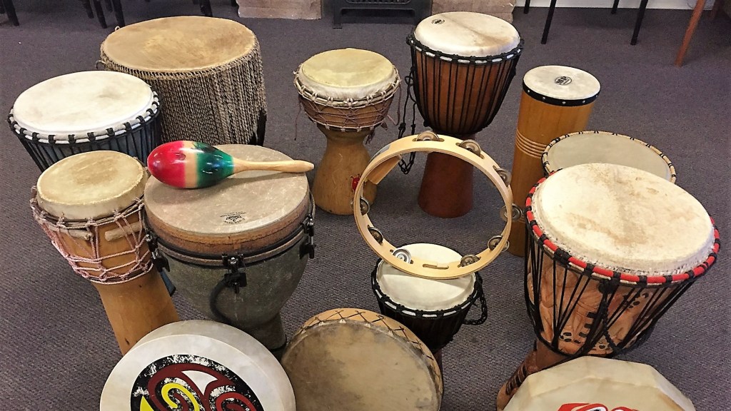 Drums ready for a drum circle