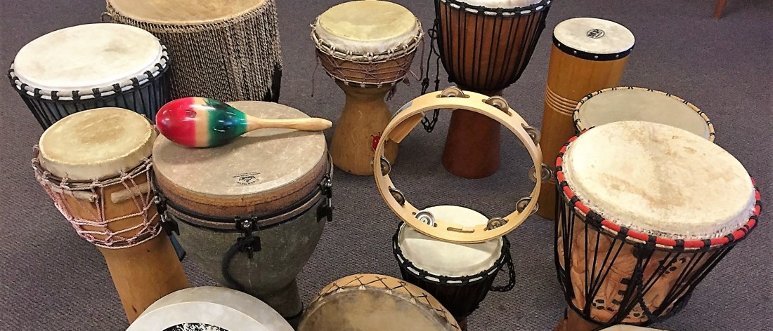 Drums ready for a drum circle