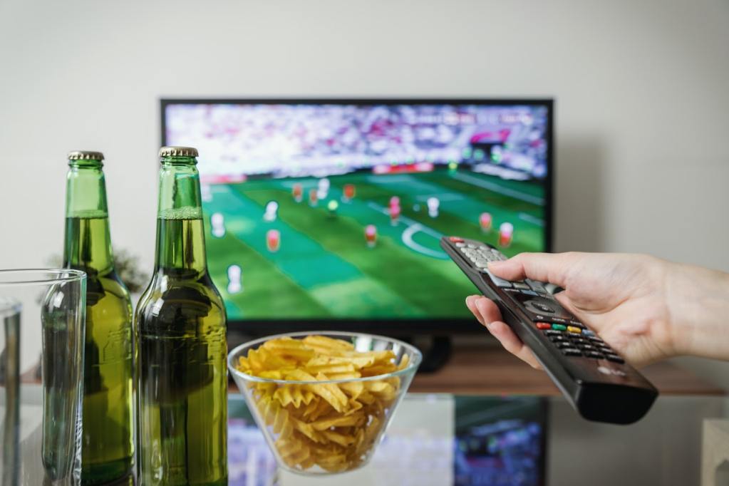 Watching a ballgame on television