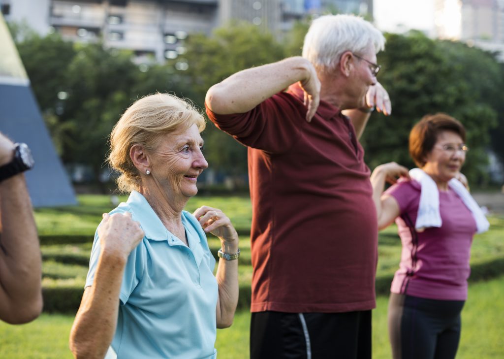 Older people exercising to lose weight