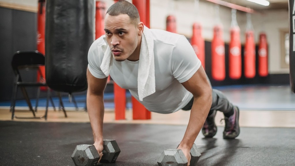 Man with healthy bones working out