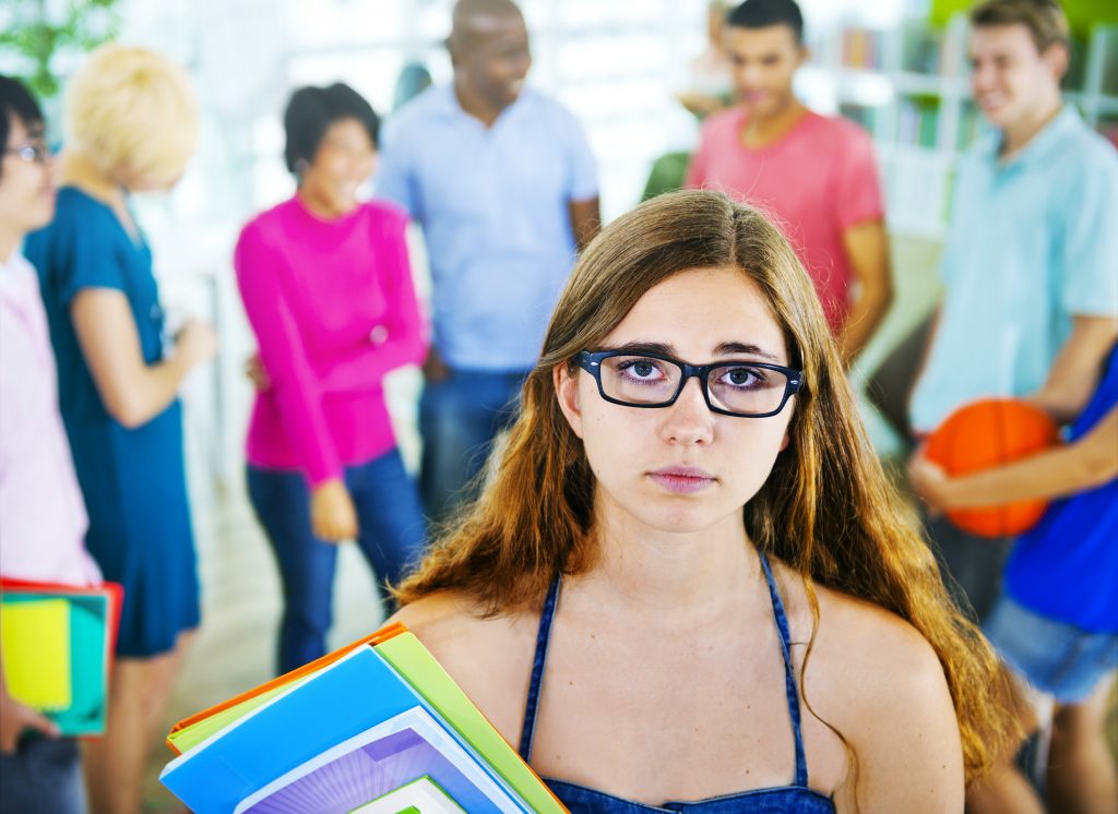 Girl suffering anxiety at school